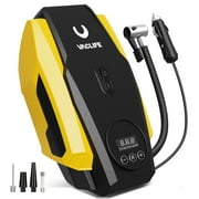 VacLife Tire Inflator Portable Air Compressor - Air Pump for Car Tires - 12V DC Compact Tire Pump with Auto Shutoff Function - Multipurpose Car Accessory with LED Light, Yellow (VL718)